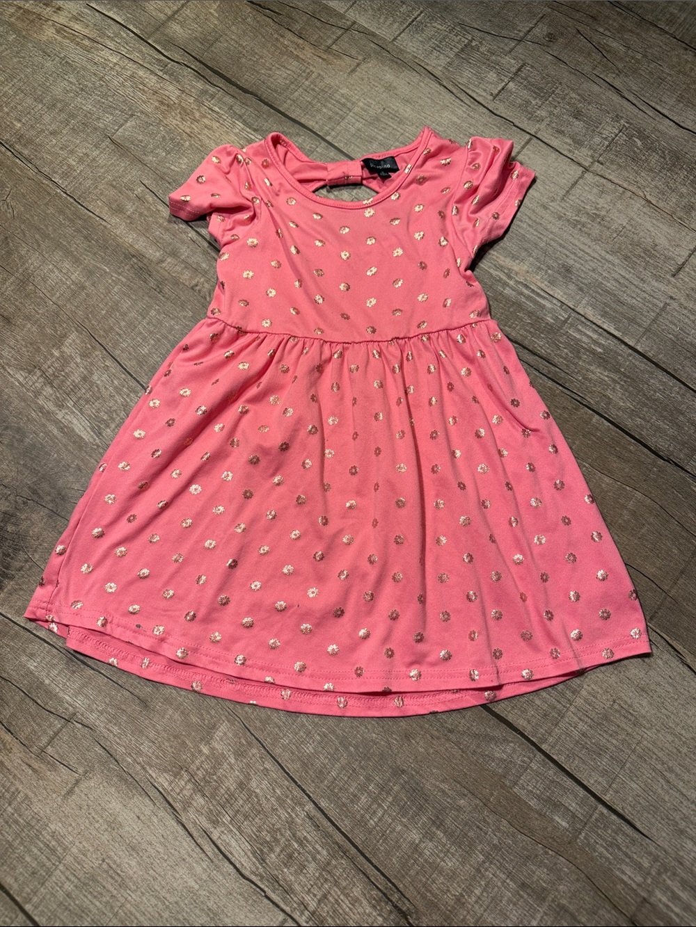 5/$15Girls' Pink Dress with Shimmering Gold Dot Print size 5